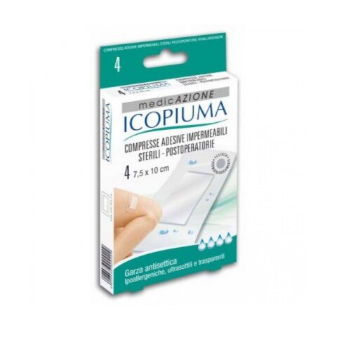 ICOPIUMA GARZA COMPRESSA MEDICATA POSTOPERATORIA 10X7,5 CM 4 PEZZI - Farmavicinoate