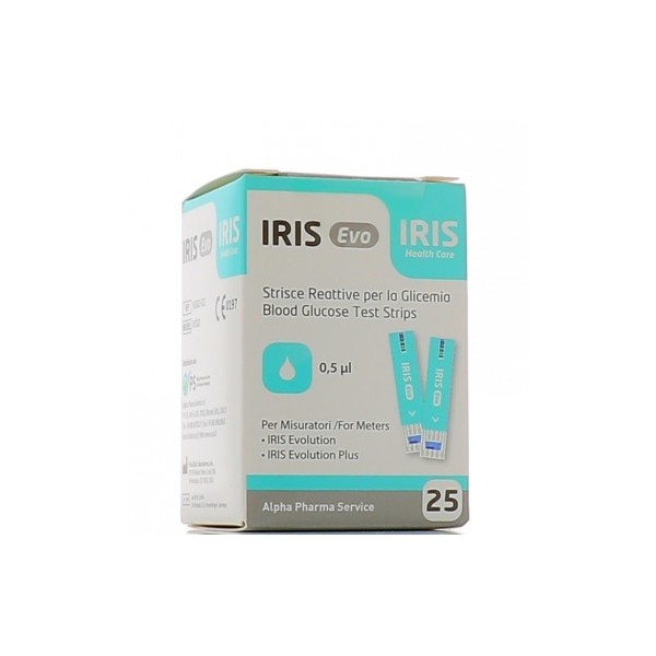 STRISCE MISURAZIONE GLICEMIA IRIS EVO 25 PEZZI - Farmavicinoate