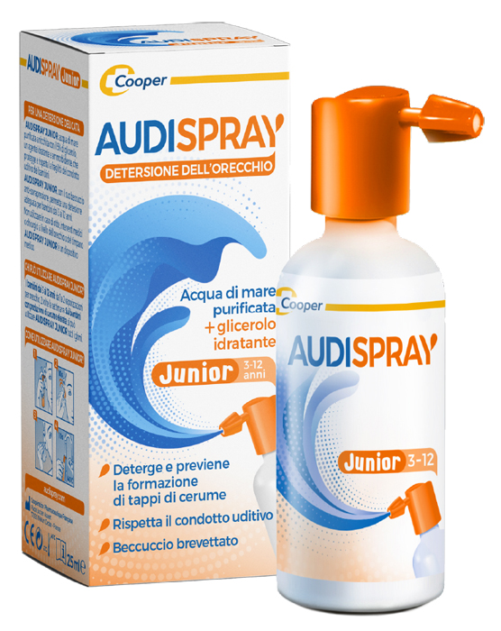 AUDISPRAY JUNIOR 3-12 ANNI SOLUZIONE DI ACQUA DI MARE IPERTONICA SPRAY SENZA GAS IGIENE ORECCHIO 25ML - Farmavicinoate