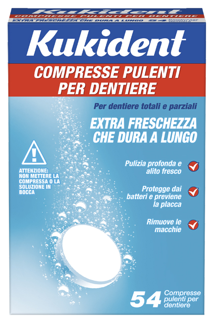 KUKIDENT CLEANSER FRESCH 54 COMPRESSE PULIZIA PROTESI DENTARIE - Farmavicinoate
