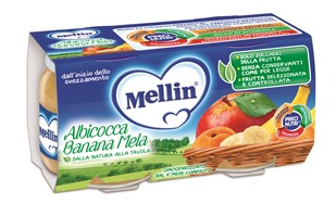 MELLIN OMOGENEIZZATO ALBICOCCA BANANA MELA 100 G 2 PEZZI - Farmavicinoate