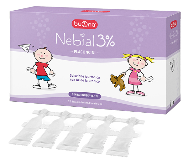 NEBIAL FLACONCINI SOLUZIONE SALINA IPERTONICA DI SODIO CLORURO AL 3% CON ACIDO IALURONICO 20X5 ML - Farmavicinoate
