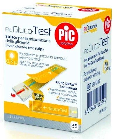 STRISCE MISURAZIONE GLICEMIA PIC GLUCOTEST 25 PEZZI - Farmavicinoate