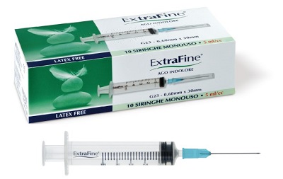 SIRINGA EXTRAFINE 5 ML GAUGE 23 0,60X30MM 10 PEZZI - Farmavicinoate