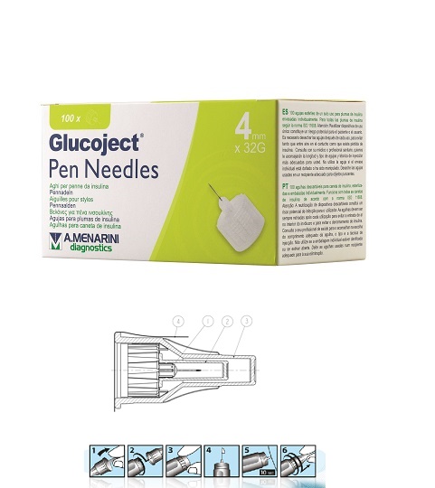 AGO PER PENNA DA INSULINA GLUCOJECT LUNGHEZZA 4 MM GAUGE 32 100 PEZZI - Farmavicinoate