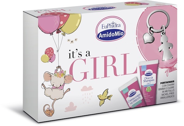 EUPHIDRA AMIDOMIO IT'S A GIRL COFANETTO CON 1 DOCCIA SHAMPOO 2IN1+1 CREMA CORPO+PORTACHIAVI - Farmavicinoate