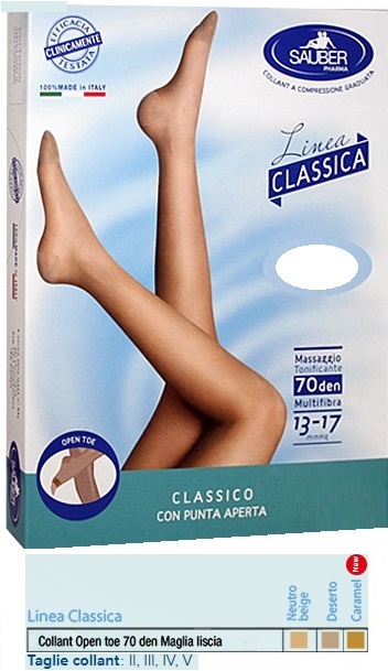 SAUBER COLLANT OPEN TOE MAGLIA LISCIA 70 DEN COLORE DESERTO TAGLIA 4 LINEA CLASSICA - Farmavicinoate