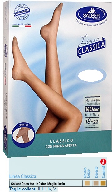 SAUBER COLLANT OPEN TOE MAGLIA LISCIA 140 DEN COLORE DESERTO TAGLIA 3 LINEA CLASSICA - Farmavicinoate
