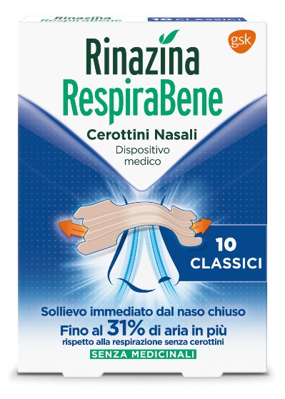 RINAZINA RESPIRABENE CEROTTI NASALI CLASSICI CARTON 10 PEZZI - Farmavicinoate