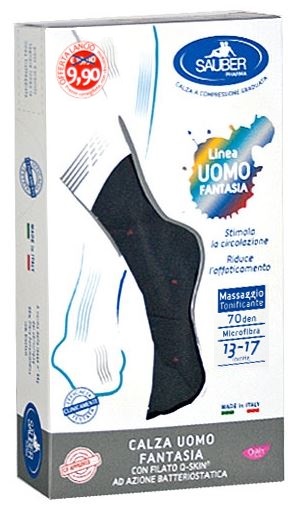 SAUBER CALZA UOMO FANTASIA Q-SKIN 70 DEN BLU POIS ROSSI TAGLIA G PROMO - Farmavicinoate