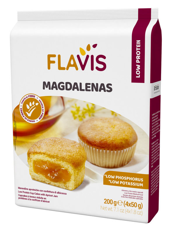 FLAVIS MAGDALENAS MERENDINE APROTEICHE CON CONFETTURA DI ALBICOCCA 4 MONOPORZIONI DA 50 G - Farmavicinoate