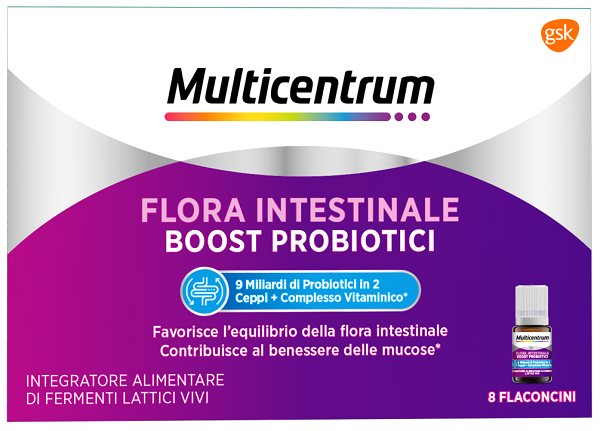 MULTICENTRUM FLORA INTESTINALE BOOST PROBIOTICI 8 FLACONCINI - Farmavicinoate