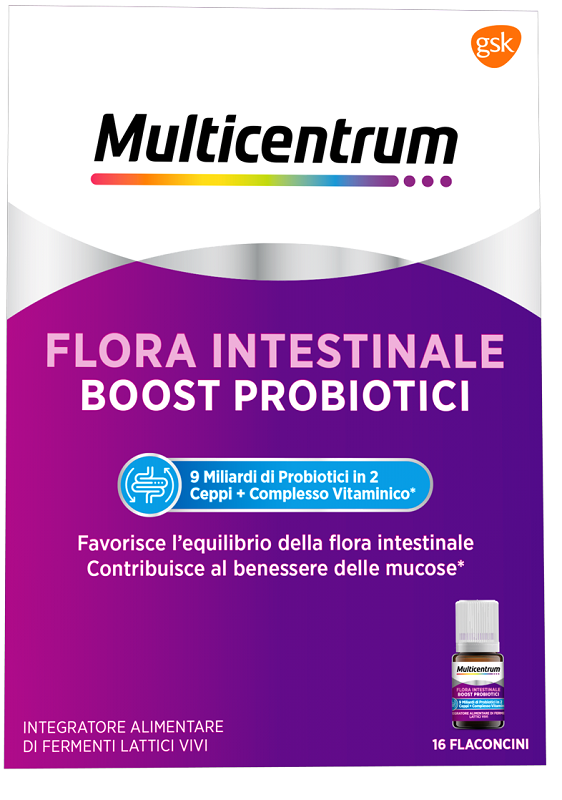 MULTICENTRUM FLORA INTESTINALE BOOST PROBIOTICI 16 FLACONCINI - Farmavicinoate