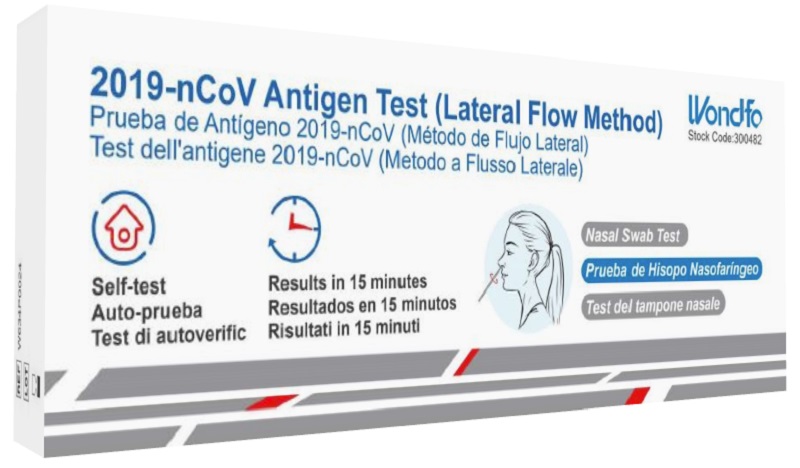 TEST ANTIGENICO RAPIDO COVID-19 WONDFO 2019-NCOV AUTODIAGNOSTICO DETERMINAZIONE QUALITATIVA ANTIGENI SARS-COV-2 IN TAMPONI NASALI MEDIANTE IMMUNOCROMATOGRAFIA BUFFER PRE INSERITO - Farmavicinoate