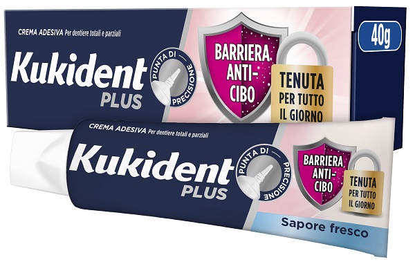 KUKIDENT PLUS BARRIERA ANTI-CIBO FRESCO CREMA ADESIVA DENTIERE 40 G - Farmavicinoate