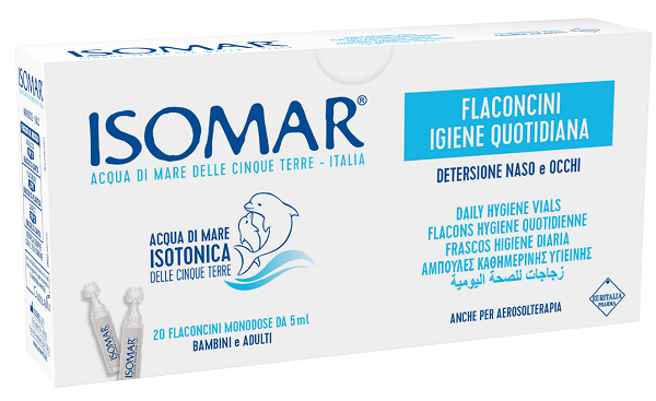 ISOMAR SOLUZIONE ISOTONICA ACQUA MARE IGIENE QUOTIDIANA 20 FLACONCINI MONODOSE 5 ML - Farmavicinoate