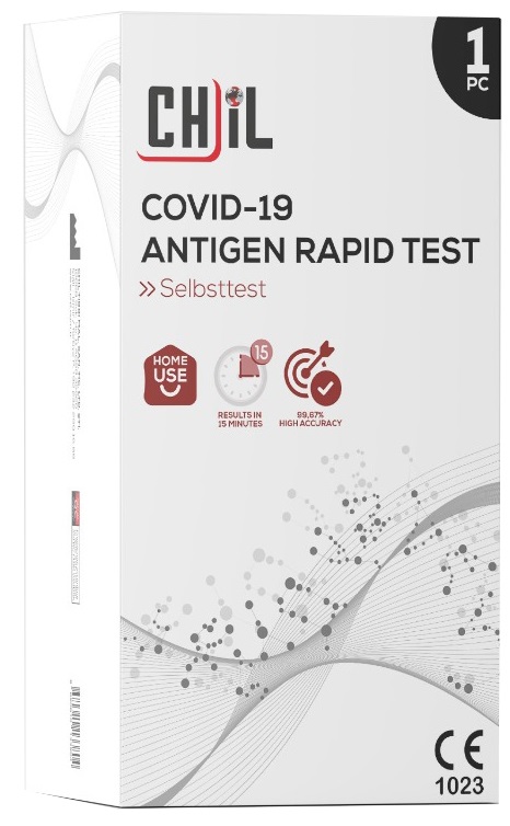 TEST ANTIGENICO RAPIDO COVID-19 CHIL AUTODIAGNOSTICO DETERMINAZIONE QUALITATIVA ANTIGENI SARS-COV-2 IN TAMPONI NASALI MEDIANTE IMMUNOCROMATOGRAFIA - Farmavicinoate